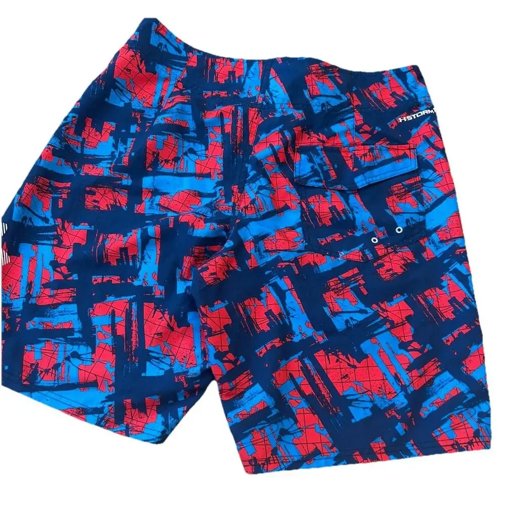 NEW Under Armour Board Shorts STORM Mens 34 Swim Trunks Surf Red Blue AMERICA